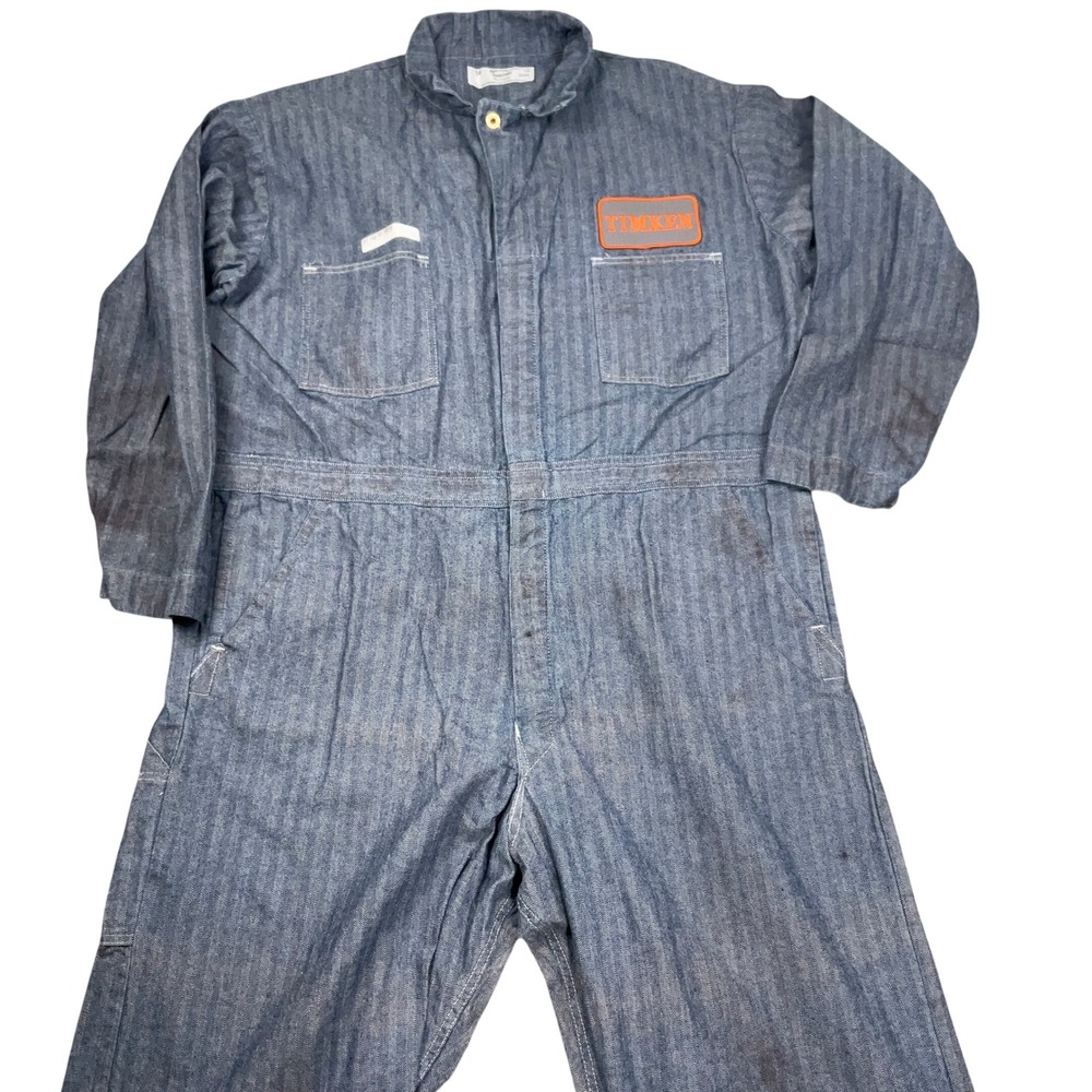 Universal Overall ‎ Coveralls Mens 54 Blue Stone Cutter Herringbone Timken Chore